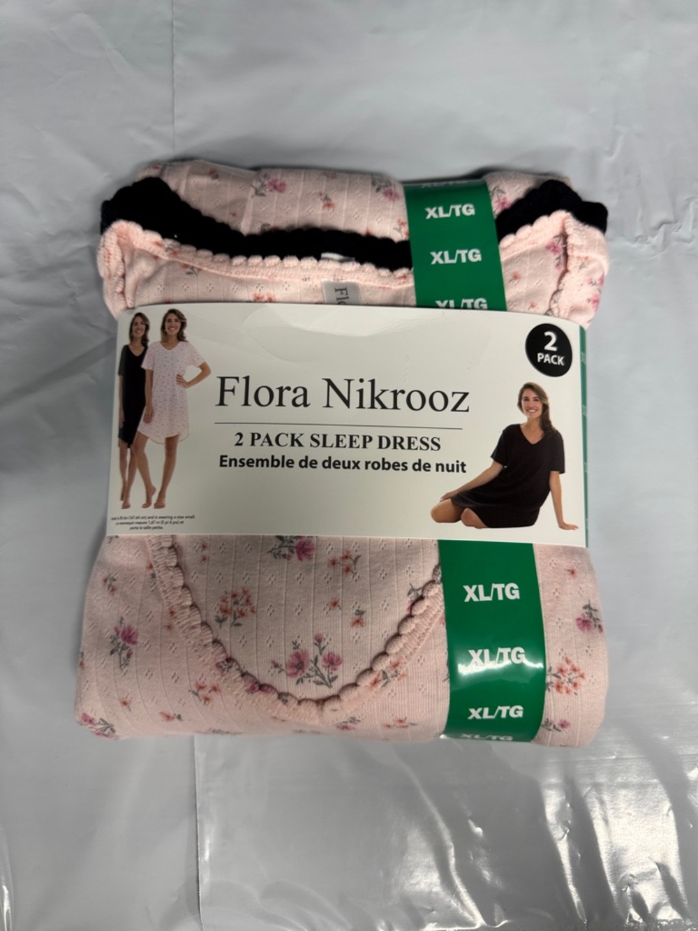 Flora Nikrooz 2-Pack Sleep Dresses in Pink Floral and Black